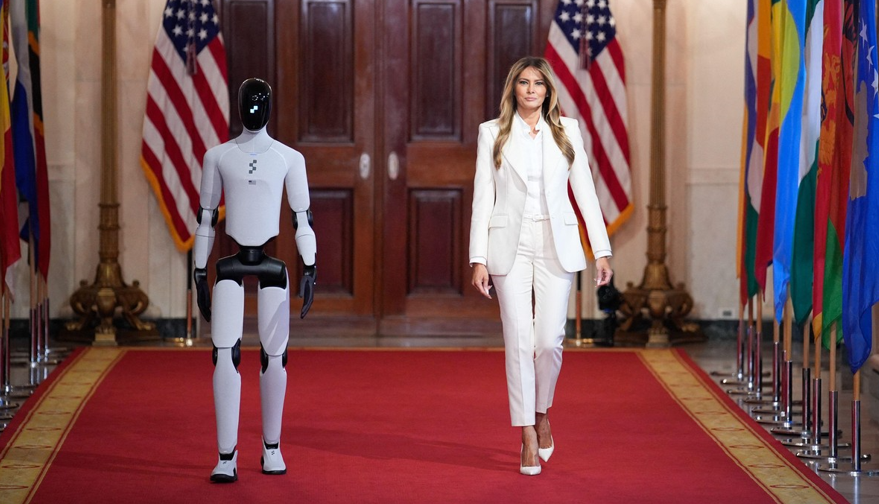 Melania Trump, apariție inedită pe covorul roșu, alături de un robot umanoid
