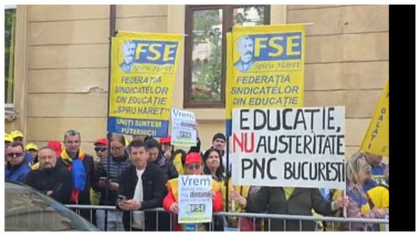 Profesorii protestează în fața Ministerului Educație: „Nu la grevă din nou!
