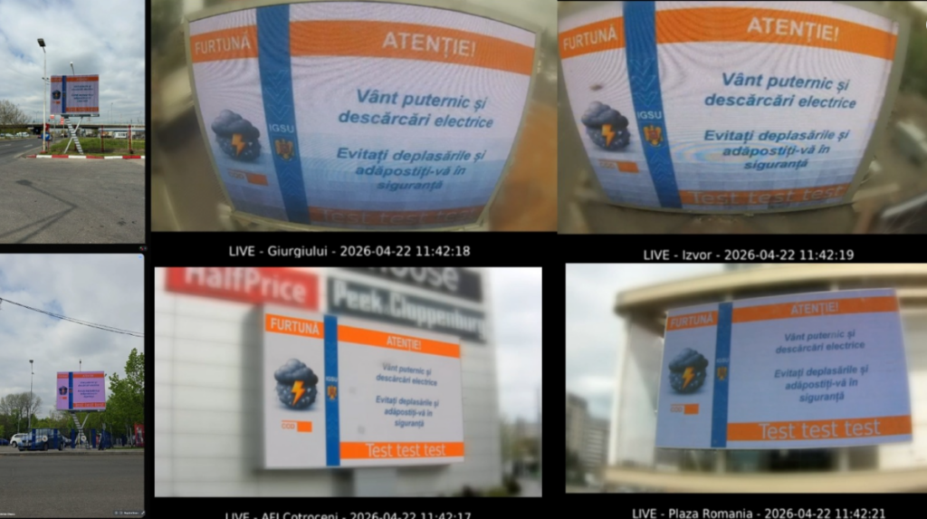 Alertă în București și 17 orașe: mesaje Ro-Alert pe panourile digitale
