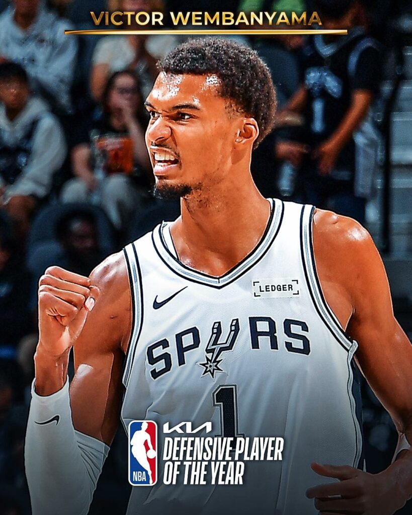 Wembanyama, primul francez câștigător unanim al premiului pentru apărătorul anului în NBA