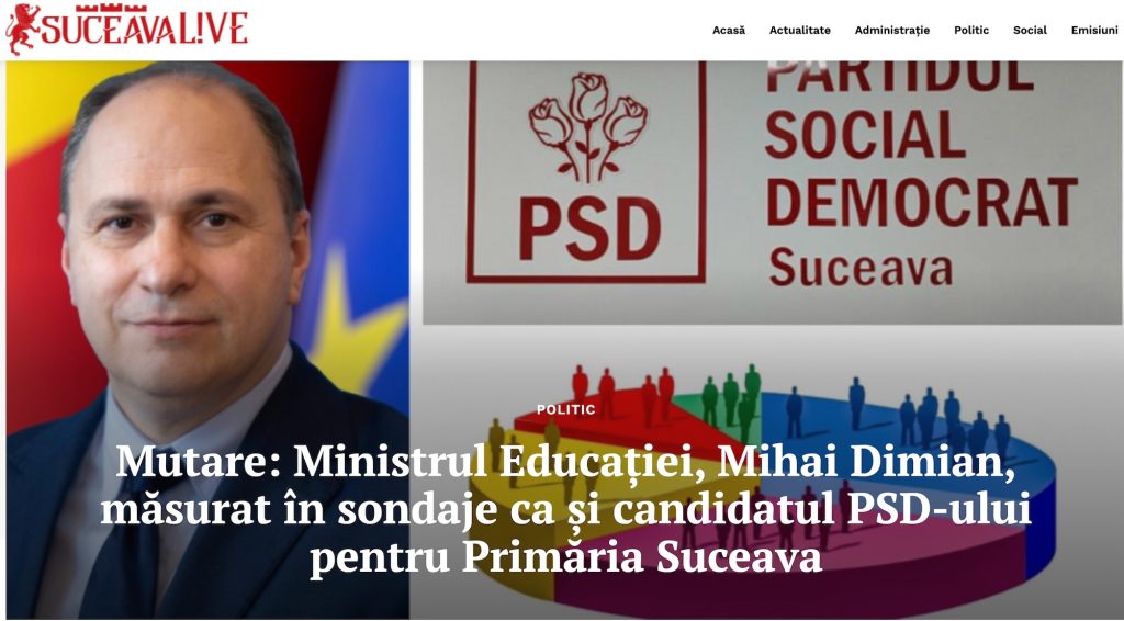 Dimian, ministru cu gafe, în sondaje PSD pentru Primăria Suceava