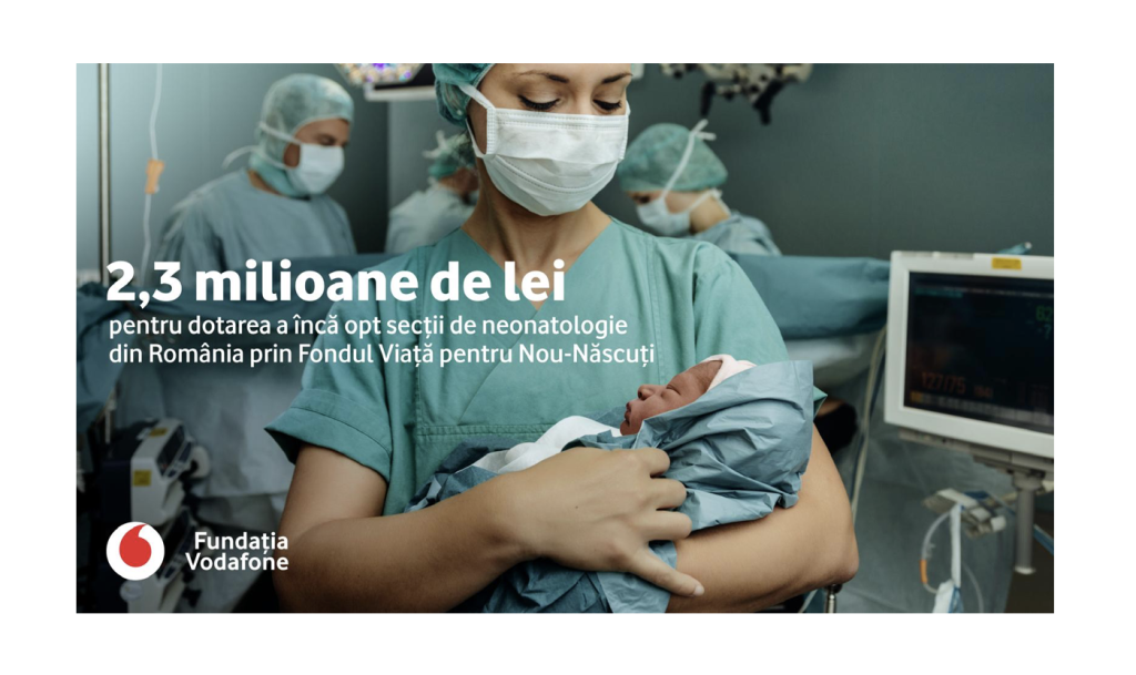 Vodafone donează 2,3 mil. lei pentru opt secții de neonatologie din România
