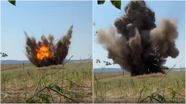 Militarii detonează o dronă cu explozivi în Tulcea, filmare șocantă