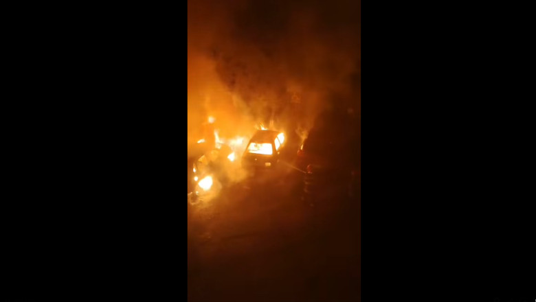 Incendiu devastator în parcare Oradea: zeci de mașini distruse