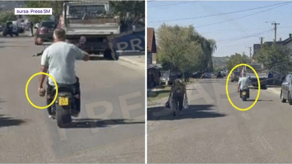 Obuz transportat cu scuterul până la Poliție, în Satu Mare. Viceprimarul unei comune l-a cărat în mână