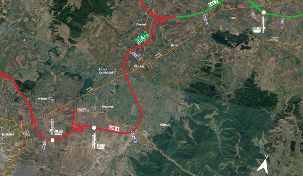 CNIR anunță 5 loturi pentru Autostrada A13 Brașov-Bacău, 174 km
