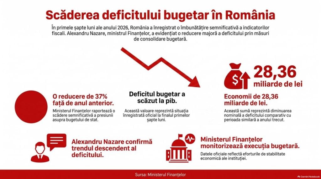 Deficitul României scade la 2,34% din PIB în 2026, 37% sub precedent