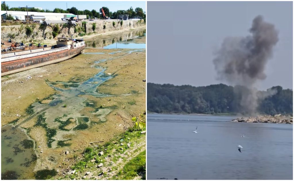 O stâncă, aruncată în aer pentru devierea Dunării: „Operațiunea se reia mâine. Vom mări gradual încărcătura cu explozibil”, anunță Armata