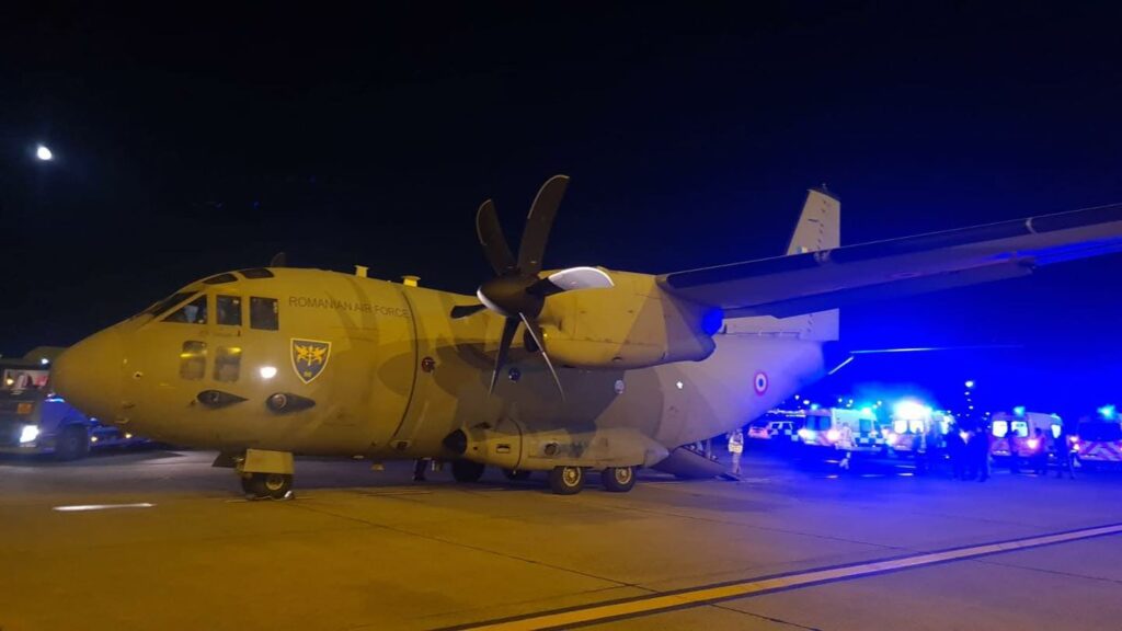 Două aeronave C-27J Spartan ale Forțelor Aeriene Române, misiune pentru stingerea incendiului de pădure din zona Băile Olănești