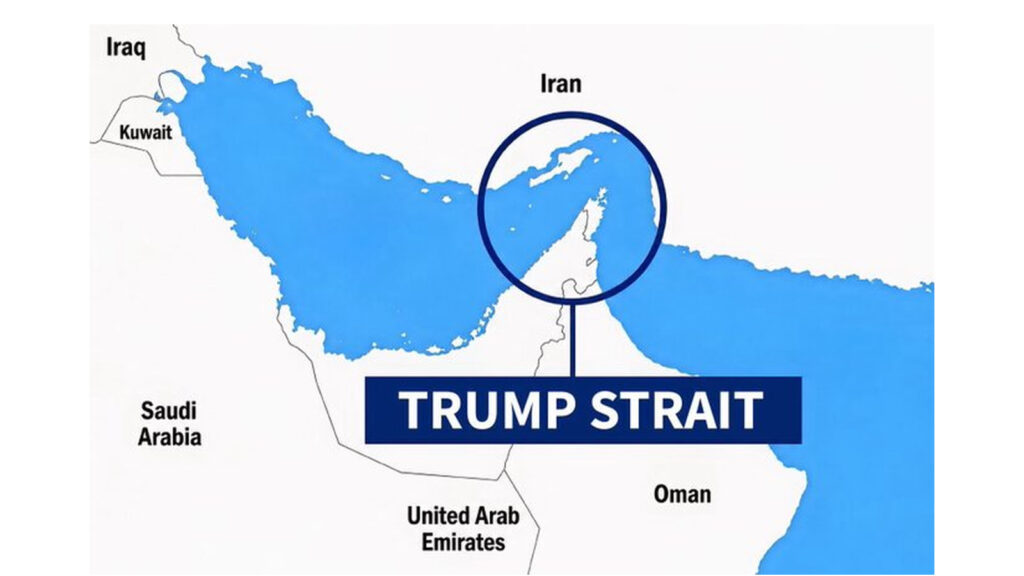 Trump publică harta care Strâmtoarea Ormuz devine Strâmtoarea Trump