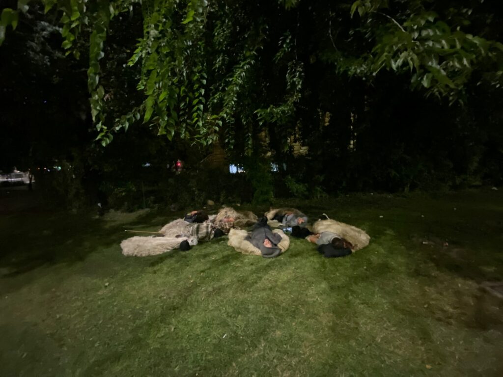 Piața Victoriei noaptea: protestatari se culcă pe caldarâm