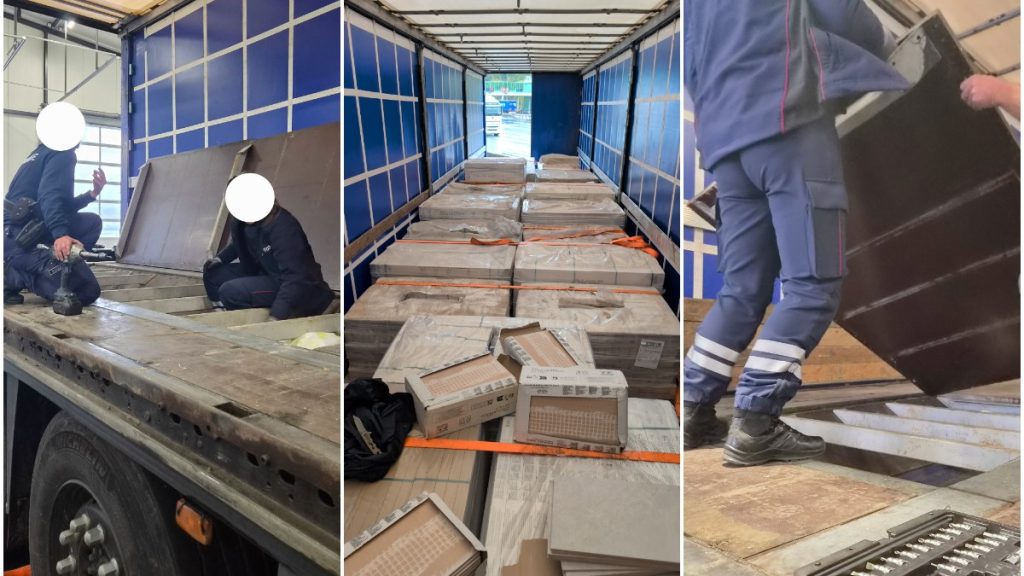 Șoferul unui camion românesc a fost arestat pe loc în Franța, după ce vameșii au descărcat din 26 de paleți cu gresie